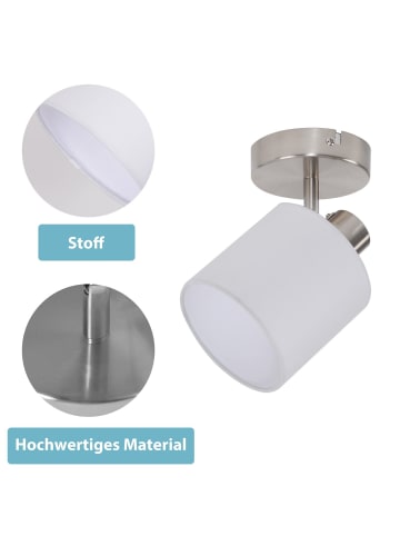 ZMH Deckenleuchte in Silber 1-flammige E14 Vintage mit Stoffschirm