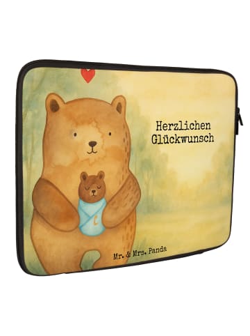 Mr. & Mrs. Panda Laptop Tasche Bär Baby Design mit Spruch in Weiß