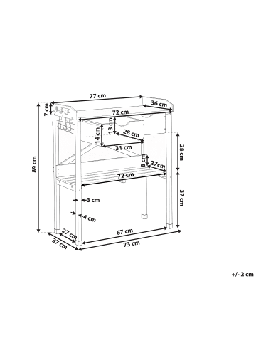 Beliani Pflanztisch RAVANUSA in Braun - (W) 77 x (H) 89 x (L) 37 cm