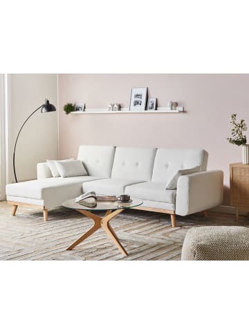 Beliani 3-Sitzer Sofa KAARINA in Weiß/Braun - (W) 260 x (H) 87 x (L) 152 cm rechtsseitig
