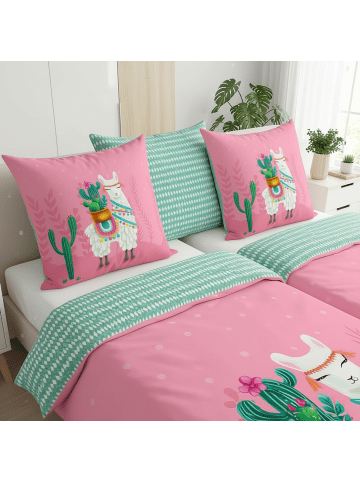 Good Morning Renforcé Kinder Bettwäsche - Lama - pink in rosa