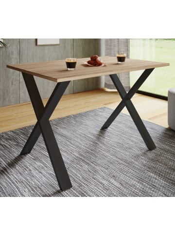 VCM Premium Holz Esstisch Küchentisch Xona X 140x80 in Schwarz / Sonoma-Eiche