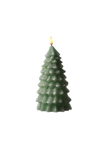 MARELIDA LED Kerze Tannenbaum flackernd Echtwachs H: 18cm in grün