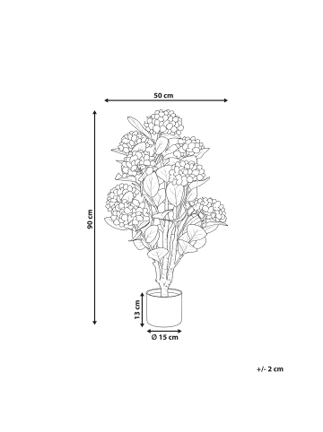 Beliani Kunstpflanze HORTENSIUM in Blau/Grün - (W) 50 x (H) 90 x (L) 50 cm