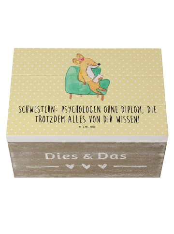 Mr. & Mrs. Panda Schatztruhe Schwestern Psychologen mit Spruch in Gelb Pastell