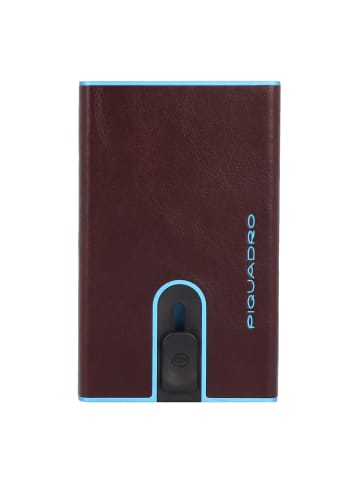 Piquadro Blue Square Kreditkartenetui RFID Schutz Leder 6.5 cm in mahogany