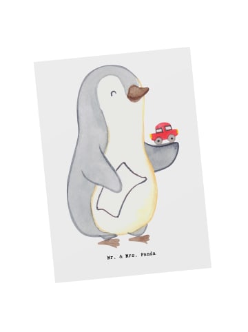 Mr. & Mrs. Panda Postkarte Autohändler Herz ohne Spruch in Weiß