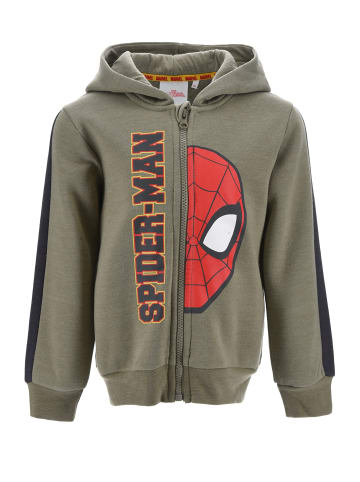 Spiderman Sweatjacke mit Kapuze und Reißverschluss in Olivgrün