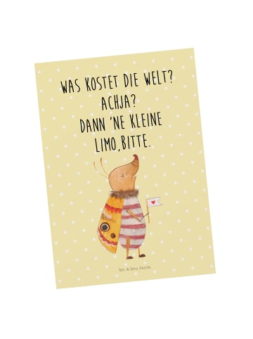 Mr. & Mrs. Panda Postkarte Nachtfalter Fähnchen mit Spruch in Gelb Pastell