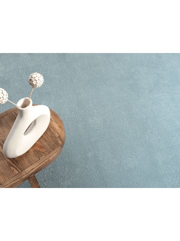 KADIMA DESIGN Teppich rund Uni rutschhemmend weich wohnlich Wohnzimmer Schlafzimmer in Blau