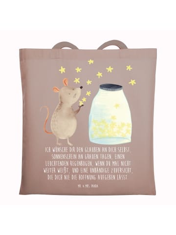 Mr. & Mrs. Panda Tote Bag Maus Sterne mit Spruch in Braun Pastell