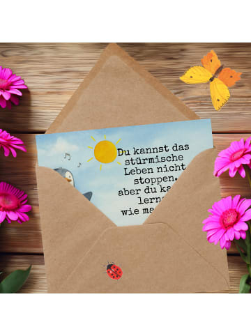 Mr. & Mrs. Panda Deluxe Karte Pinguin Surfer Design mit Spruch in Weiß