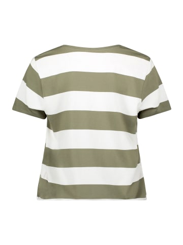 Betty Barclay Ringelshirt mit Tunnelzug in Khaki/Cream