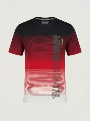 KOROSHI Crew baumwolle gestripte block t-shirt in rot