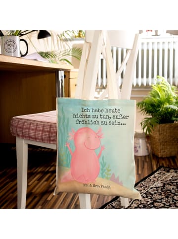 Mr. & Mrs. Panda Stofftragetasche Axolotl Hurra Design mit Spruch in Weiß