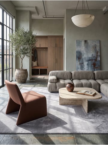 KADIMA DESIGN Hochflorteppich Uni Antirutsch weich wohnlich Wohnzimmer Schlafzimmer in Grau