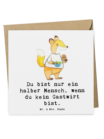 Mr. & Mrs. Panda Deluxe Karte Gastwirt Herz mit Spruch in Weiß