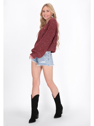 IZIA Women Cardigan in burgundy