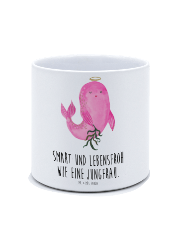 Mr. & Mrs. Panda XL Blumentopf Sternzeichen Jungfrau mit Spruch in Weiß