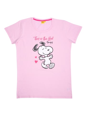 United Labels The Peanuts Snoopy Nachthemd Schlafshirt Pyjama Kurzarm in rosa
