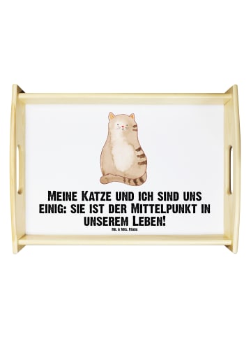 Mr. & Mrs. Panda tablett aus holz Katze Sitzen mit Spruch in Weiß