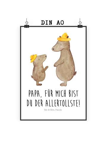 Mr. & Mrs. Panda Poster Bären mit Hut mit Spruch in Weiß