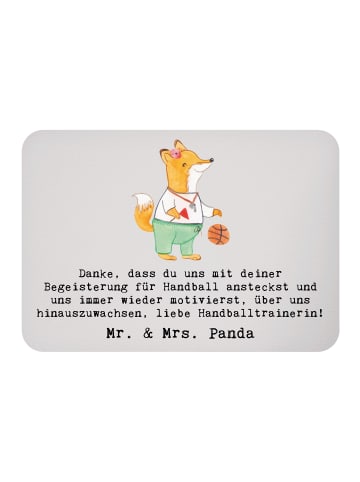 Mr. & Mrs. Panda Magnet Handball Trainerin Dankeschön mit Spruch in Grau Pastell