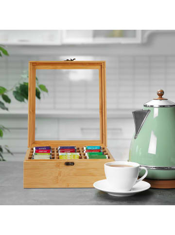 Teebox in Natur - (B)26,5 x (H)9,5 x (T)28,5 cm