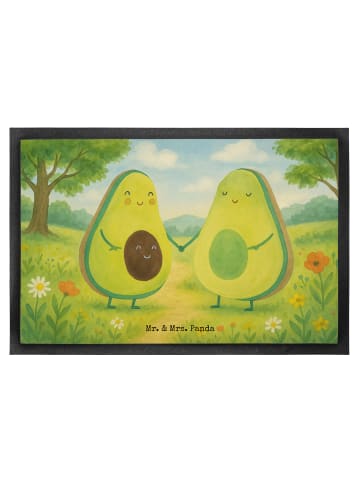 Mr. & Mrs. Panda Fußabtreter Avocado Pärchen Design ohne Spruch in Weiß