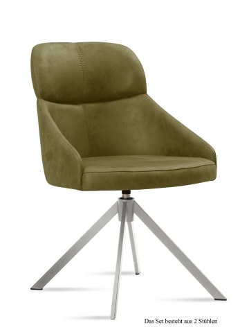 58 aufm Kessel ESSZIMMERSTUHL drehbar (2er-Set) Deeanne 52x82x63 Edelstahl/Olivgrün