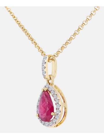 Diamant L'éternel Halskette mit Anhänger aus 750 Gelbgold mit Diamant mit Rubin