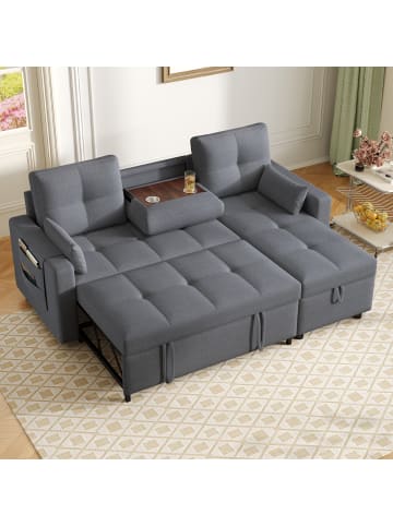 ABRIHOME 2-tlg Schlafsofa mit Schlaffunktion und Stauraum in Grau