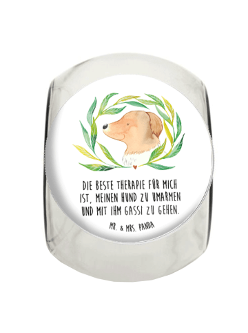 Mr. & Mrs. Panda Bonbonglas Hund Blumen mit Spruch in Weiß