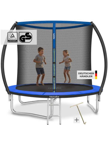 tectake Kindertrampolin mit Einstiegsleiter und Sicherheitsnetz Ø 244 cm