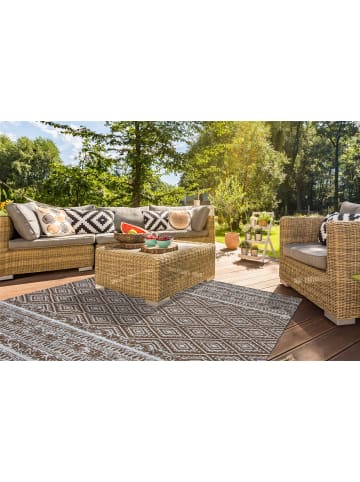 Kayoom Wohnzimmer Teppich – Kurzflorteppich Sunny 110 120cm RUND in braun - rechteckig