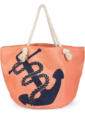 styleBREAKER Strandtasche in Apricot-Blau