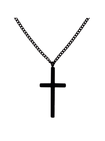 Steel_Art Halskette Herren mit Kreuz Anhänger Steven schwarz farben in schwarz