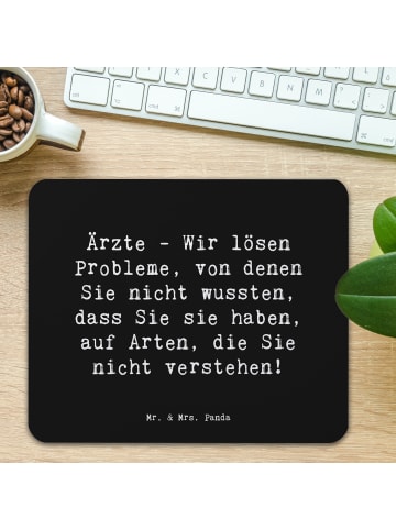 Mr. & Mrs. Panda Mousepad Spruch Arzt Probleme Lösen mit Spruch in Schwarz