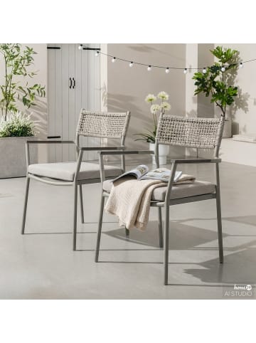 home24 Gartenstuhl Kiran 2er-Set in Grau