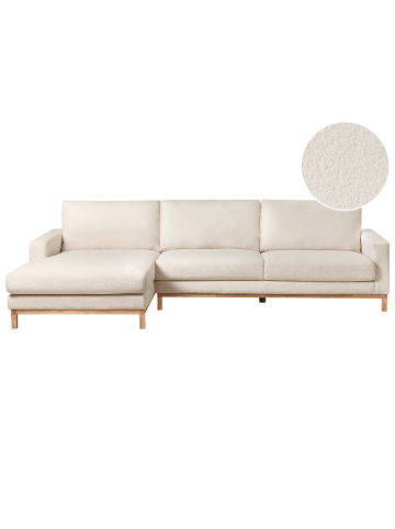 Beliani Ecksofa SIGGARD in Weiß/Braun - (W) 296 x (H) 82 x (L) 163 cm