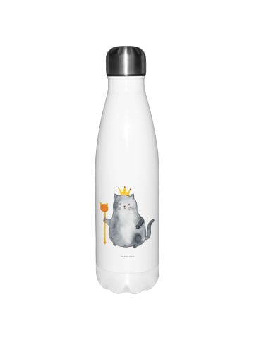 Mr. & Mrs. Panda Thermosflasche Katze König ohne Spruch in Weiß