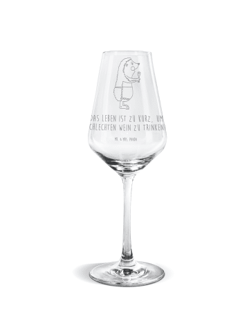 Mr. & Mrs. Panda Weißwein Glas Igel Wein mit Spruch in Transparent