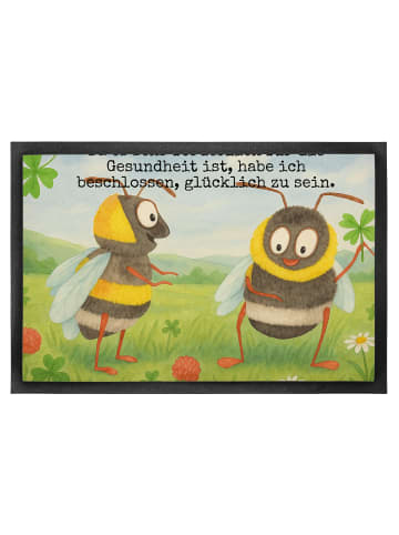 Mr. & Mrs. Panda Sauberlaufmatte Hummeln Kleeblatt Design mit Sp... in Weiß