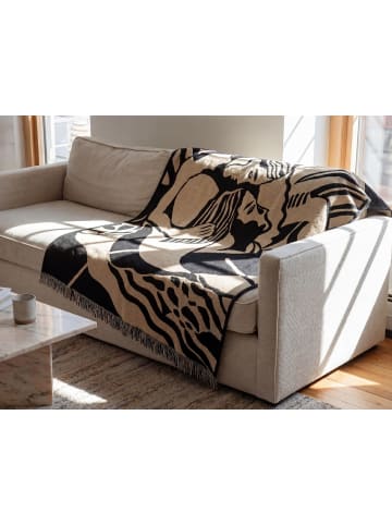 Beliani Kuscheldecke KUDIYA in Beige/Schwarz - (W) 130 x (H) 0.3 x (L) 170 cm