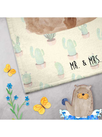 Mr. & Mrs. Panda Handtuch Alpaka Fahne ohne Spruch in Kaktus Grün