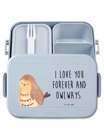 Mr. & Mrs. Panda MEPAL Bentobox Eule Zufrieden Motiv mit Spruch in Blau Pastell