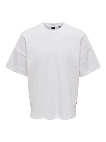 Only&Sons Weites Rundhals T-Shirt Kurzarm Basic Shirt ONSBERKELEY in Weiß