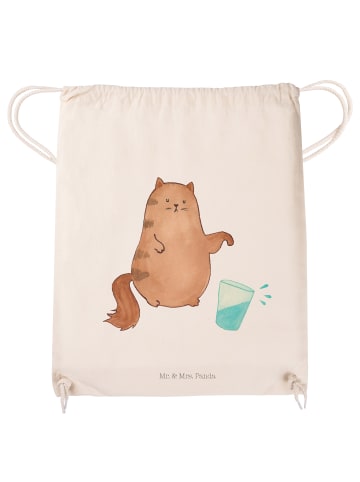 Mr. & Mrs. Panda Gymtasche Katze Wasserglas ohne Spruch in Creme