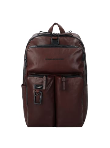 Piquadro Harper Rucksack Leder 48 cm Laptopfach in dark brown