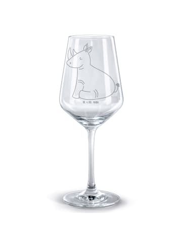 Mr. & Mrs. Panda Rotweinglas mit Gravur Einhorn Nashorn ohne Spruch in Transparent